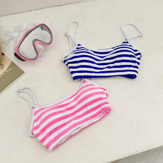 Striped Terry Bikini Shorts Swimsuit