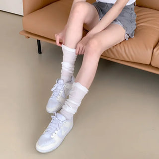 See-through Pleated Warmer Knee Socks Long Socks Collection