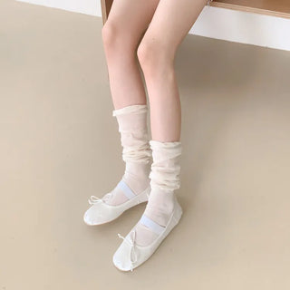 See-through Pleated Warmer Knee Socks Long Socks Collection
