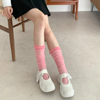 See-through Pleated Warmer Knee Socks Long Socks Collection