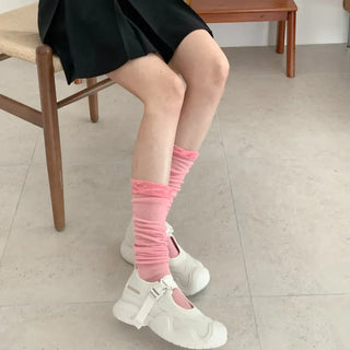 See-through Pleated Warmer Knee Socks Long Socks Collection