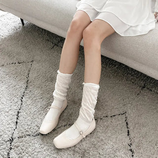 See-through Pleated Warmer Knee Socks Long Socks Collection