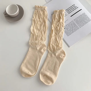 See-through Pleated Warmer Knee Socks Long Socks Collection