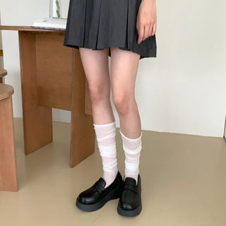 See-through Pleated Warmer Knee Socks Long Socks Collection