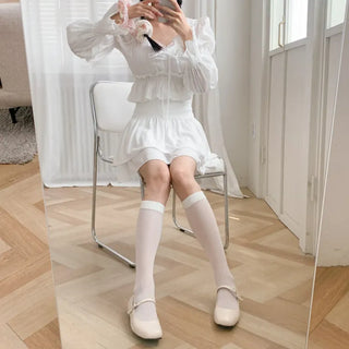 See-through Pleated Warmer Knee Socks Long Socks Collection