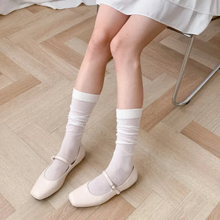 See-through Pleated Warmer Knee Socks Long Socks Collection