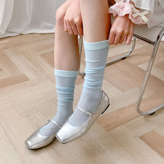 See-through Pleated Warmer Knee Socks Long Socks Collection