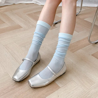 See-through Pleated Warmer Knee Socks Long Socks Collection