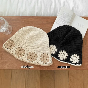 Fisher Flower Knitted Summer Bucket Hat