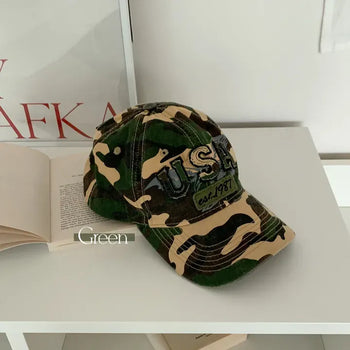 New New Military Embroidered Camo Ball Cap