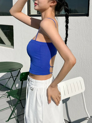 Blue Waterbomb Summer Swag Festival Sleeveless Bralette, Sleeveless Bralette, Blue Sleeveless Top Collection