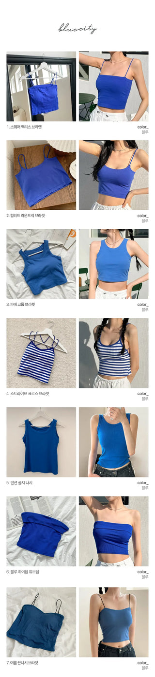 Blue Waterbomb Summer Swag Festival Sleeveless Bralette, Sleeveless Bralette, Blue Sleeveless Top Collection