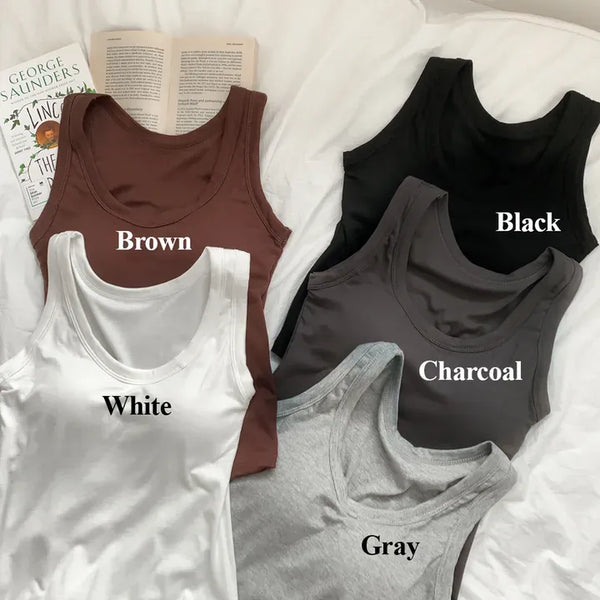Ronnie Basic Plain Side Breast Cover Cup Sleeveless Bralette
