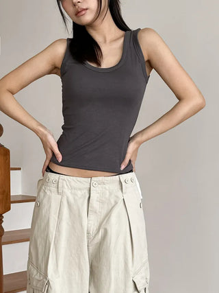 Ronnie Basic Plain Side Breast Cover Cup Sleeveless Bralette