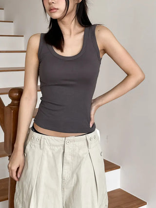 Ronnie Basic Plain Side Breast Cover Cup Sleeveless Bralette