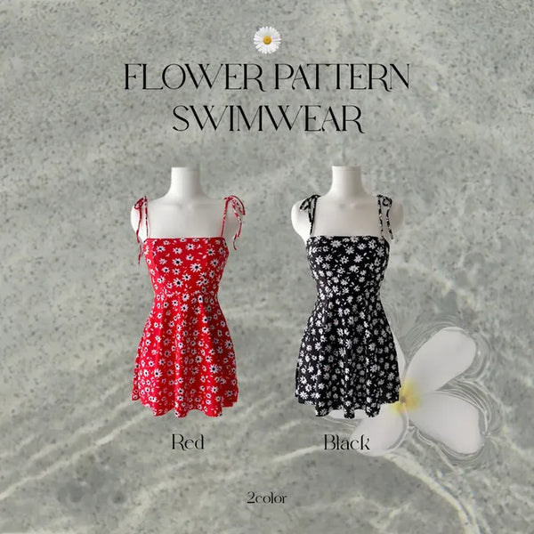 Sling Flower Pattern Strap One-Piece Swimsuit
