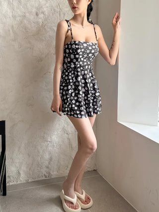 Sling Flower Pattern Strap One-Piece Swimsuit