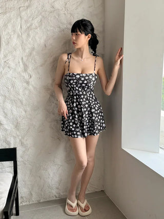 Sling Flower Pattern Strap One-Piece Swimsuit