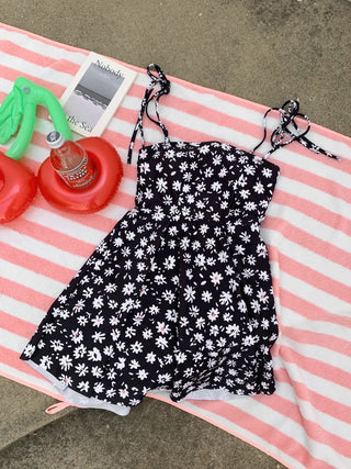 Sling Flower Pattern Strap One-Piece Swimsuit