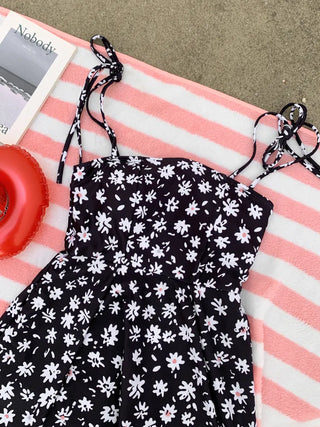 Sling Flower Pattern Strap One-Piece Swimsuit