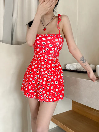 Sling Flower Pattern Strap One-Piece Swimsuit