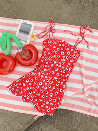 Sling Flower Pattern Strap One-Piece Swimsuit