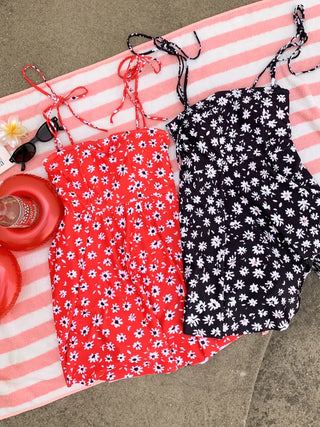 Sling Flower Pattern Strap One-Piece Swimsuit