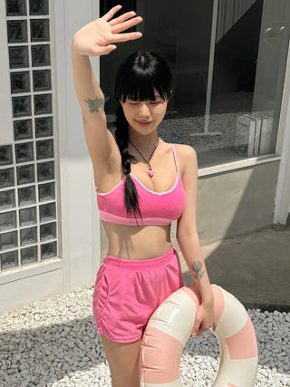 Soft Terry Towel Elastic Waist Wet Show Water Pants Bikini Swimsuit