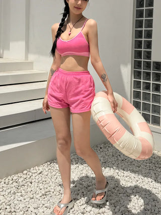 Soft Terry Towel Elastic Waist Wet Show Water Pants Bikini Swimsuit