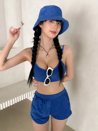 Soft Terry Towel Elastic Waist Wet Show Water Pants Bikini Swimsuit