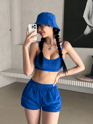 Soft Terry Towel Elastic Waist Wet Show Water Pants Bikini Swimsuit