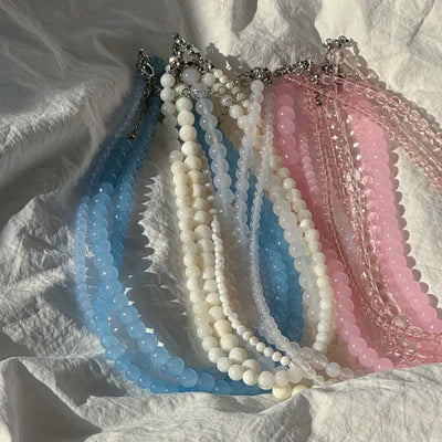 Pastel Round Gemstone Necklace Collection