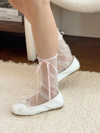 Tiny Ribbon Net See-through Mesh Summer Stockings Pleated Warmer Socks