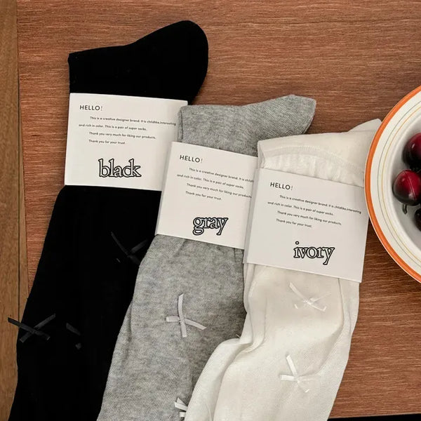 Enjoy Mini Ribbon See-through Pleated Warmer Long Socks