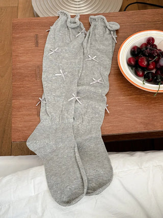 Enjoy Mini Ribbon See-through Pleated Warmer Long Socks