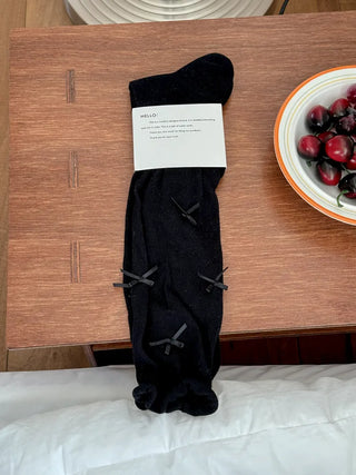 Enjoy Mini Ribbon See-through Pleated Warmer Long Socks