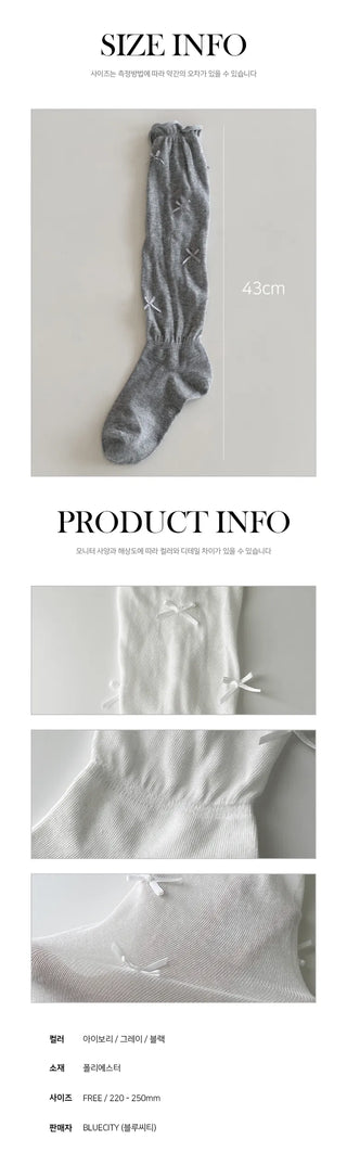 Enjoy Mini Ribbon See-through Pleated Warmer Long Socks