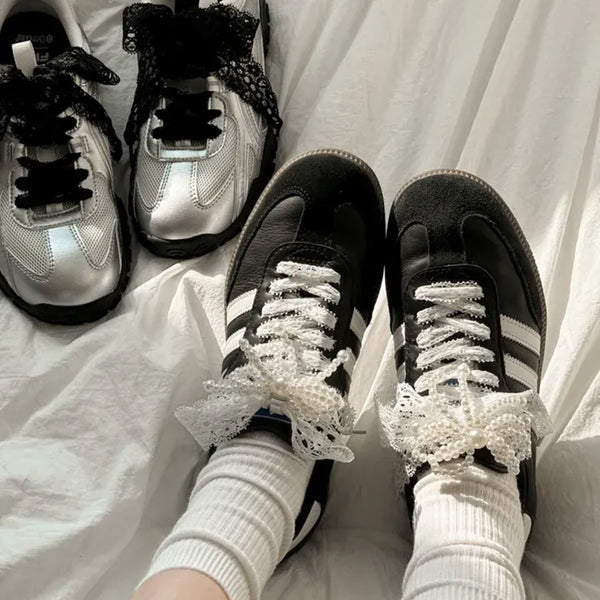 Pointed Lace Sneaker Laces See-through Shoe Decorating Straps