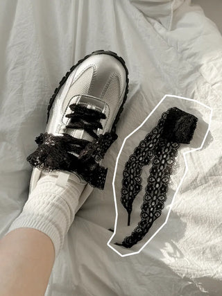 Pointed Lace Sneaker Laces See-through Shoe Decorating Straps