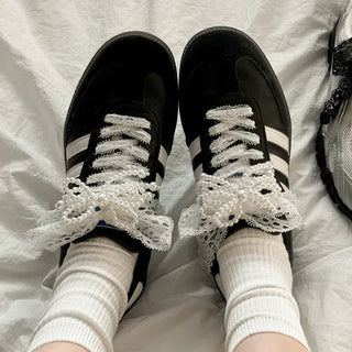 Pointed Lace Sneaker Laces See-through Shoe Decorating Straps