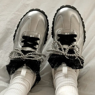 Pointed Lace Sneaker Laces See-through Shoe Decorating Straps