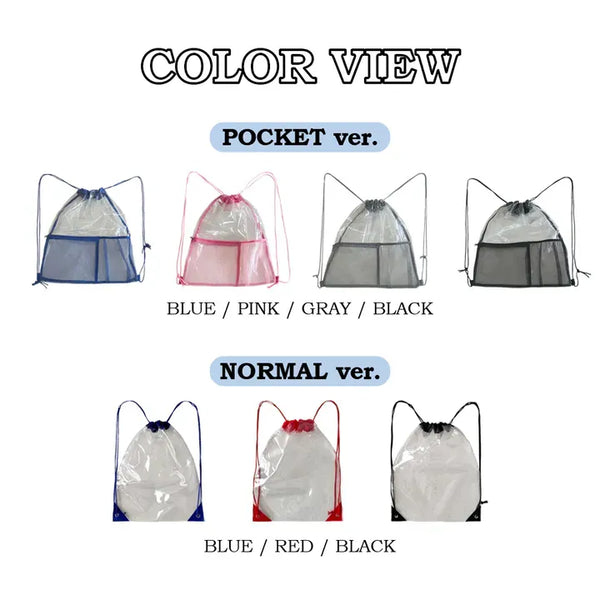 Clear Gym Bag PVC Storage Summer Swag Waterbomb Transparent Waterproof String Bag 2 Types