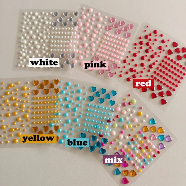 Face Beads Festival Glitter Heart Cubic Sticker