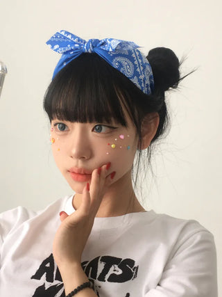 Face Beads Festival Glitter Heart Cubic Sticker