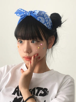 Face Beads Festival Glitter Heart Cubic Sticker