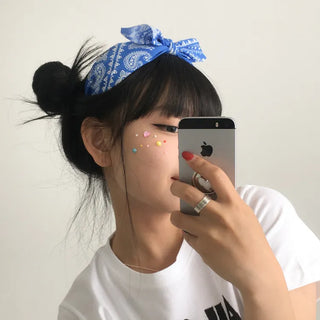 Face Beads Festival Glitter Heart Cubic Sticker