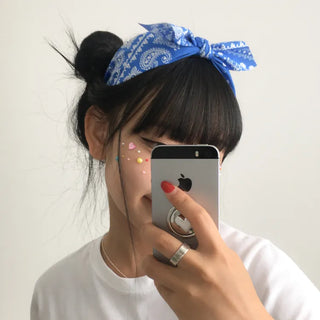 Face Beads Festival Glitter Heart Cubic Sticker
