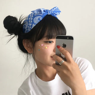 Face Beads Festival Glitter Heart Cubic Sticker