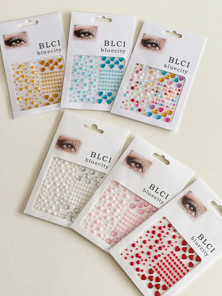 Face Beads Festival Glitter Heart Cubic Sticker