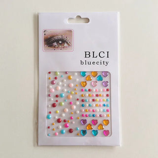 Face Beads Festival Glitter Heart Cubic Sticker